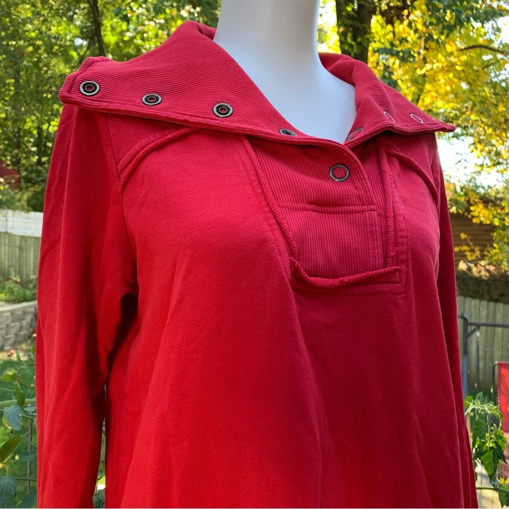 Soft Surroundings Red Pullover Snap Button Collar… - image 2